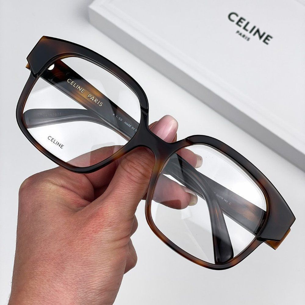 🔥CELINE CL50074I 053 Eyeglasses Shiny Havana Square Women